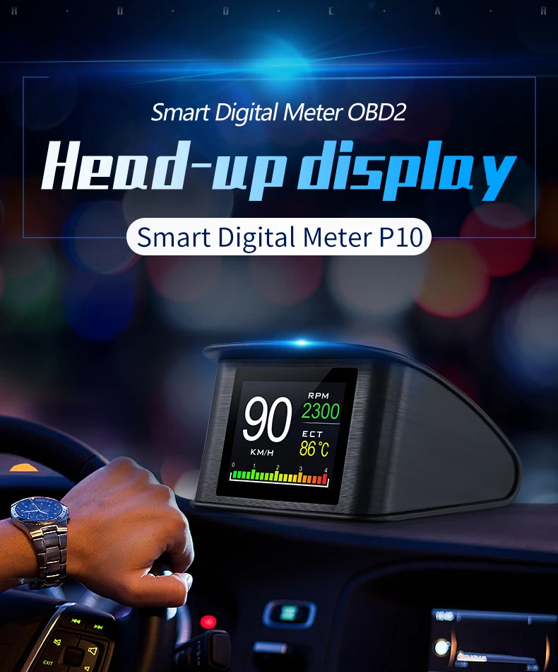 Universal Car Hud Obd P10 Speed Projector Digital Speedometer Head Up ...