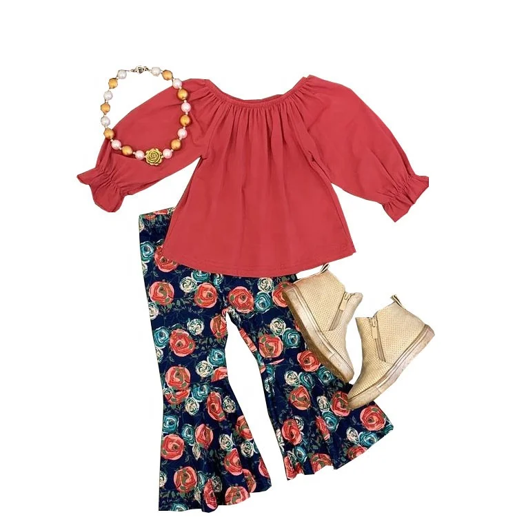 Wholesale Kids Boutique Clothing Ruffle Baby Girls Clothing Sets