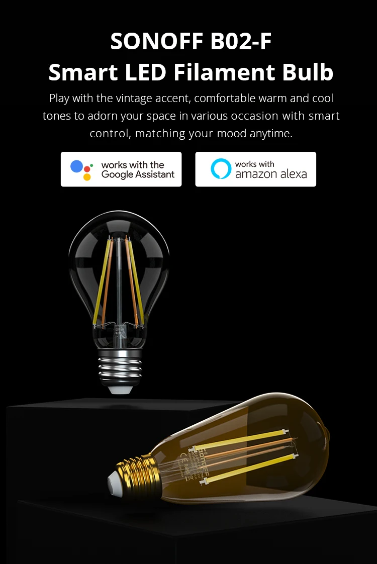 SONOFF WiFi Lampadina LED Smart A Baionetta B02-B-A60, E27, 9W