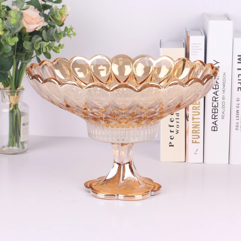 King Crystal Glassware 31cm Large Footed Glass Bowl For Fruit And