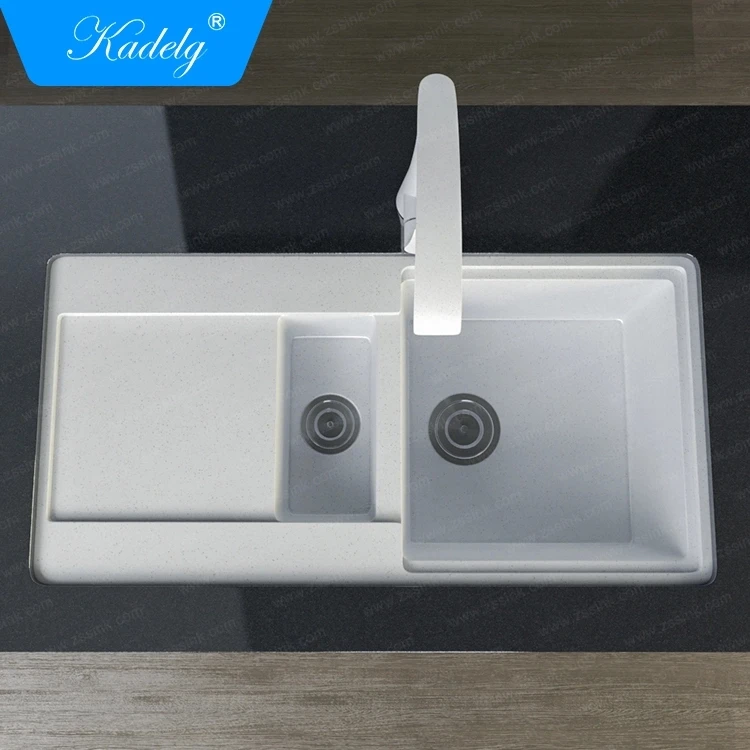 Matt gloss Undermount 1.5 bowl shapes modern kitchen sink with drainboard