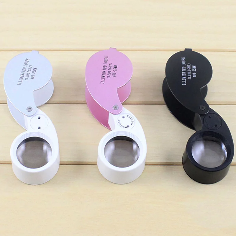 40X Lente Di Ingrandimento Da 25mm Con LED - Loupe Per Gioielli, Moneta, Lettura, Mano, Nuova Senza Confezione