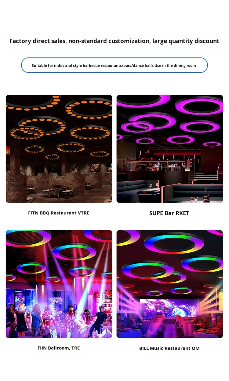 product creative iron atmosphere ring light for barbecue gyms hot pot restaurants and decorative colors colorful music bars-2