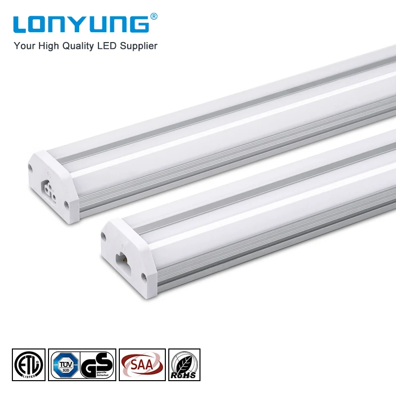 Etl Dlc certs flexible 2ft 3ft 4ft Linkable double T5 led tube light fitting for changing fluorescent tubes to leds