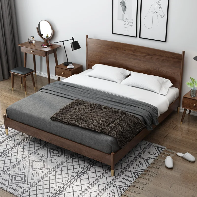 product-Customizable fancy modern style simple designs luxury wood full size sleeping bed designs fo-1