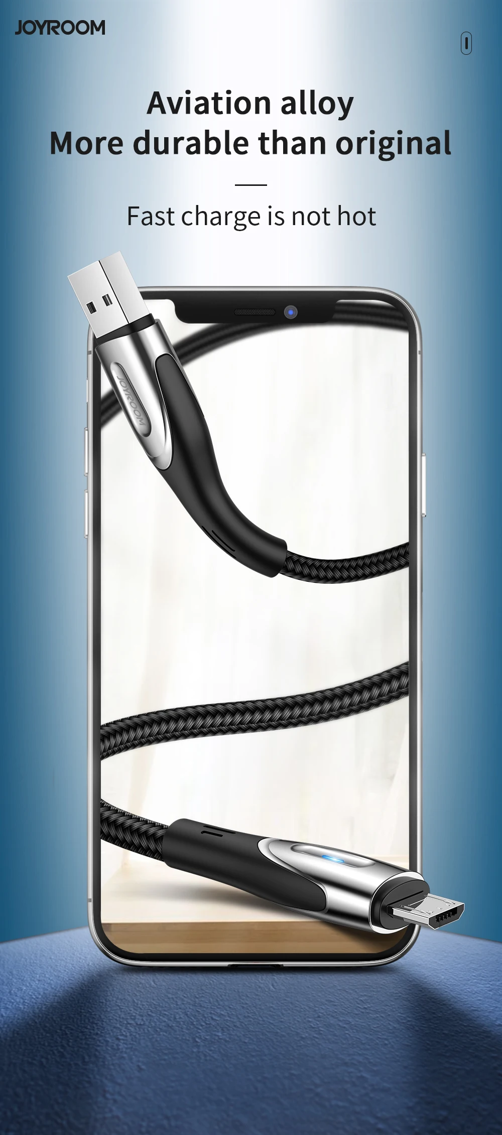 Joyroom data charger top selling led light fast 3m micro usb cable