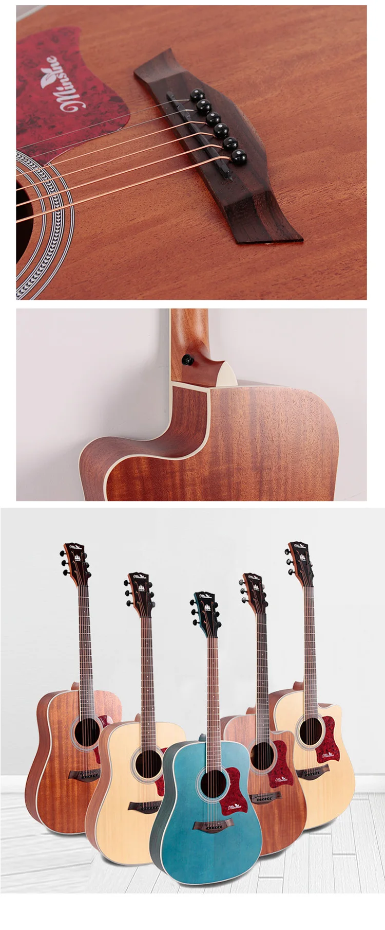 Bullfighter D-4016 Spruce Wood  Affordable OEM Acoustic Guitar Solid Top