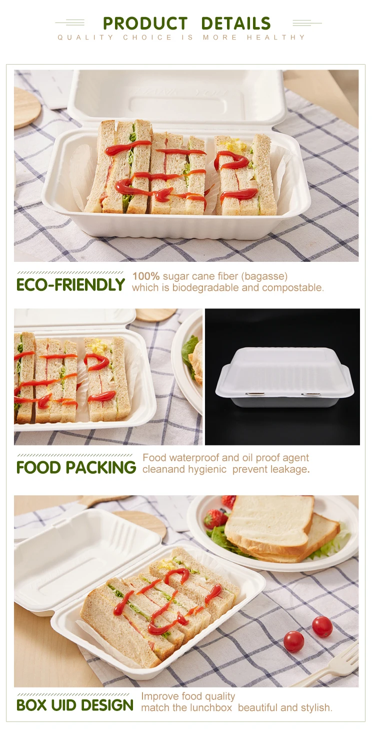 200 pcs) Eco-Friendly 10x10x3 Sugarcane Clamshell Food Containers – Pony  Packaging