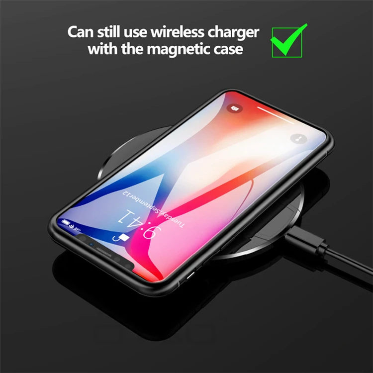 OTAO Metal Magnetic Adsorption Mobile Cover For iPhone 11 Pro XS MAX XR X 8 7 Plus Fundas Para Tempered Glass Magnet Ponsel Case