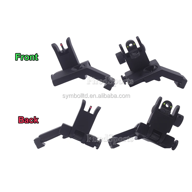 Tactical Polymer Fiber Optics Iron Sights Flip-up Front and Rear Sights