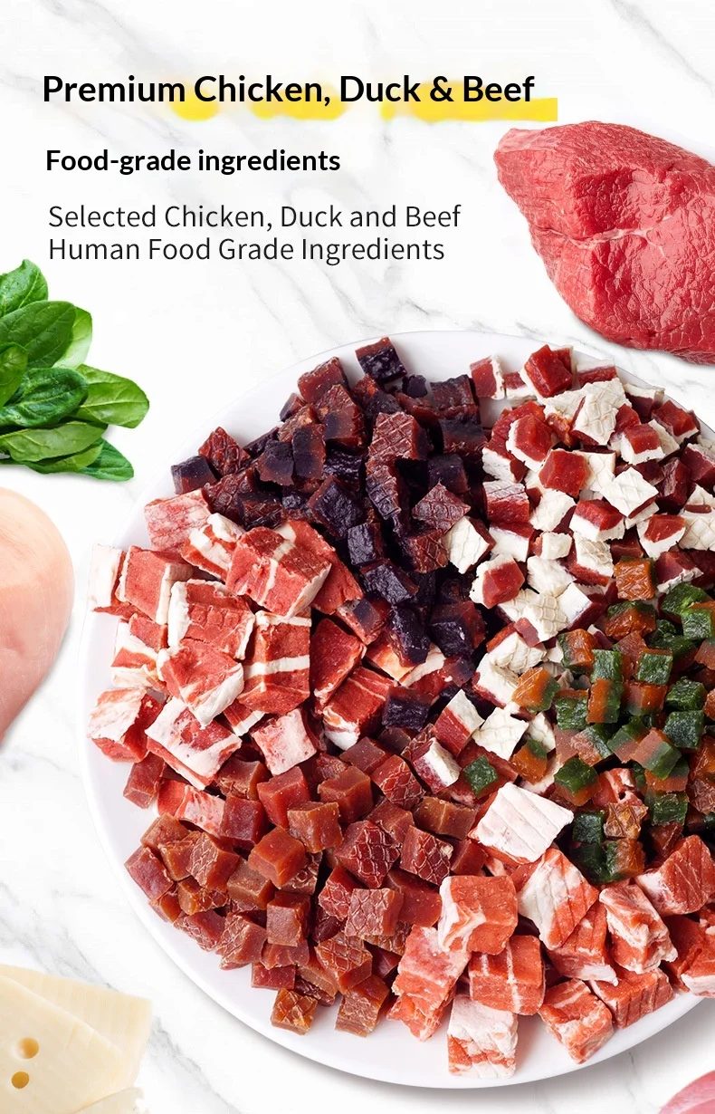 product odm factory direct shandong pet dog snacks beef pellet meat cube chicken beef wafer cheese small packaging651-7