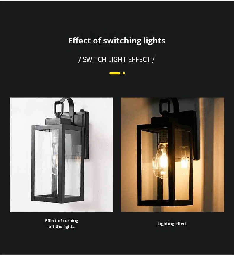 product american style square garden outdoor wall lamp socket waterproof industrial balcony entrance corridor light-4