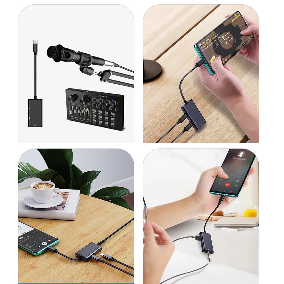 WiWU LT02 Pro 3 in 1 Type-C to Dual Type-C + 3.5mm Jack with Microphone Audio Adapter for Smartphones