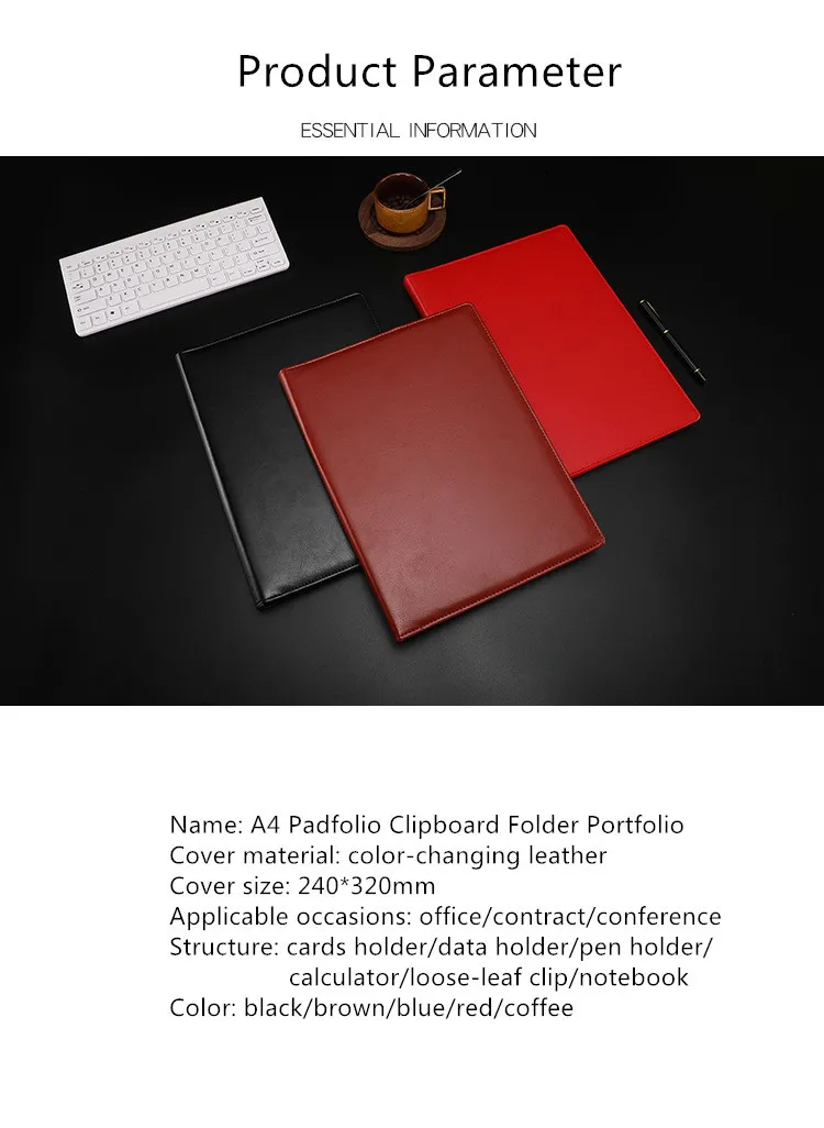 Simbow Padfolio Portfolio Folder A4 Interview Resume Leather Folder Document Portfolio Organizer with Calculator Note Paper Pen Clipboard Folder for Men Women 