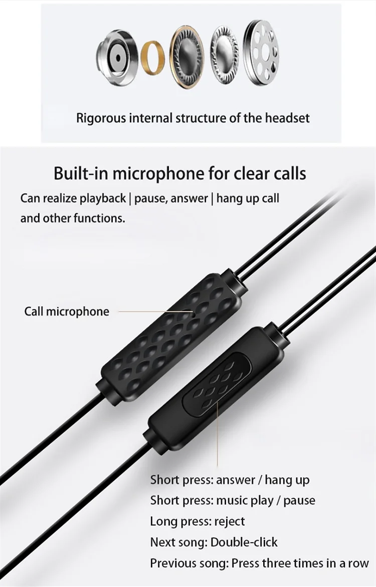 Shennan KD603 Wired Earphone With 3.5mm Plug Microphone Earphones Wired Headphones - ANKUX.COM