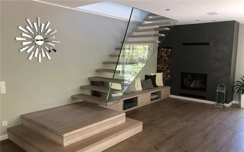 Modern Escaleira Cantilevered Stairs  Wood Floating Staircase With Stringer Built In Wall
