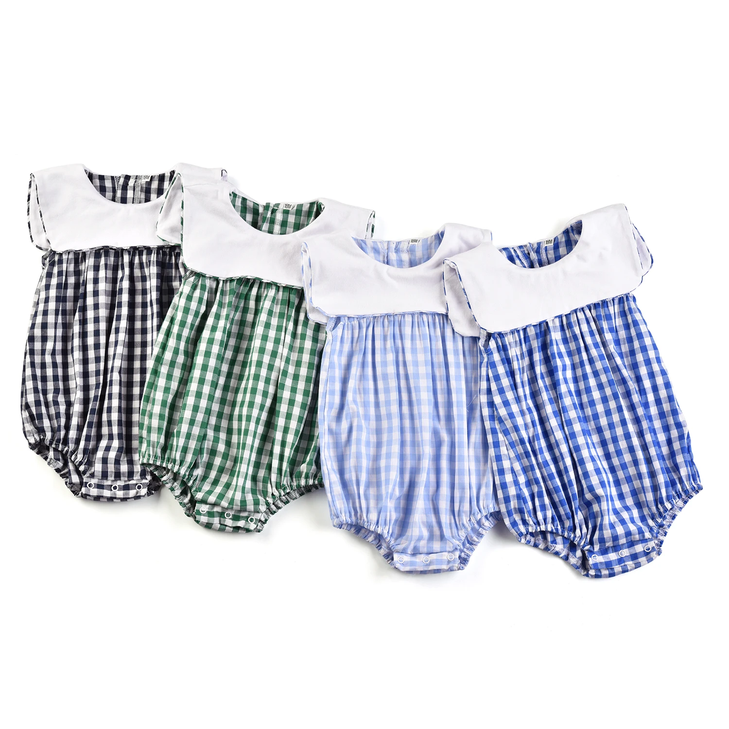 Bib Romper Baby Outfit Infant Baby Boy Bubble Romper Woven Gingham Fashion Cute Baby Plaid