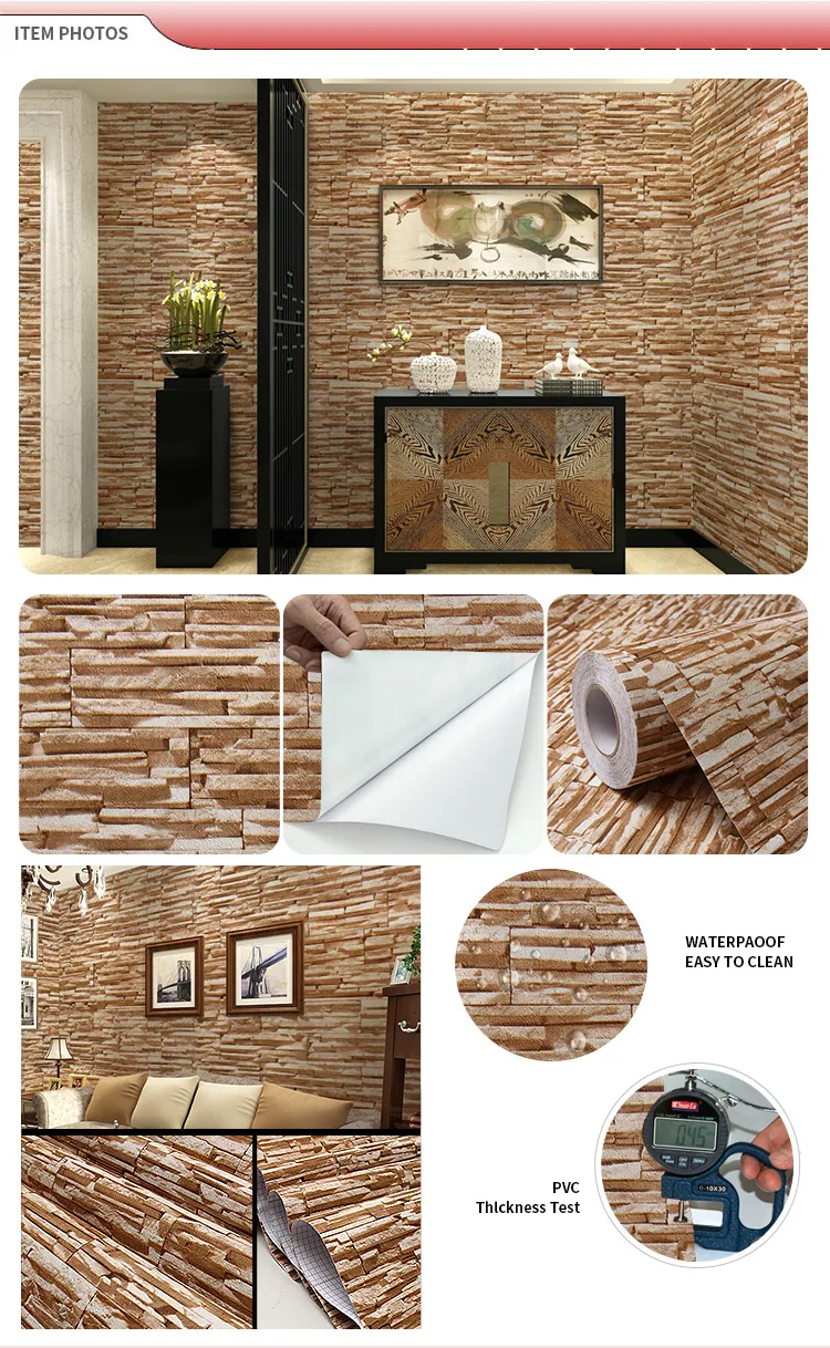 Experienced manufacturer 3D brick self adhesive wallpaper for household decoration