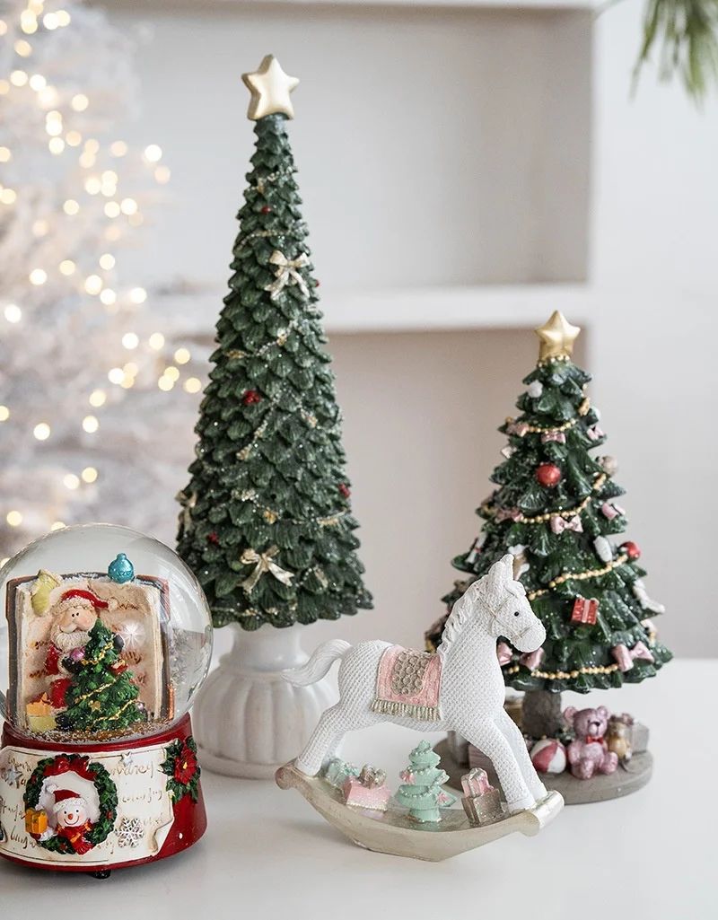 Resin Santa Claus Rocking Horse Festive Desktop Ornaments for Home Christmas Gifts for Holiday Party Crafts