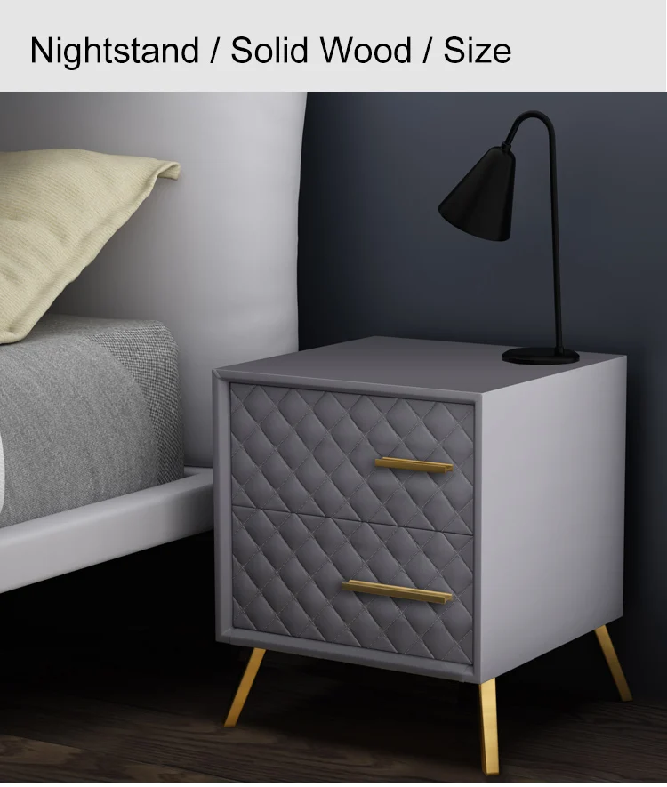 Luxury Modern stainless steel silver mirrored glass bedside 2 drawer Nightstand