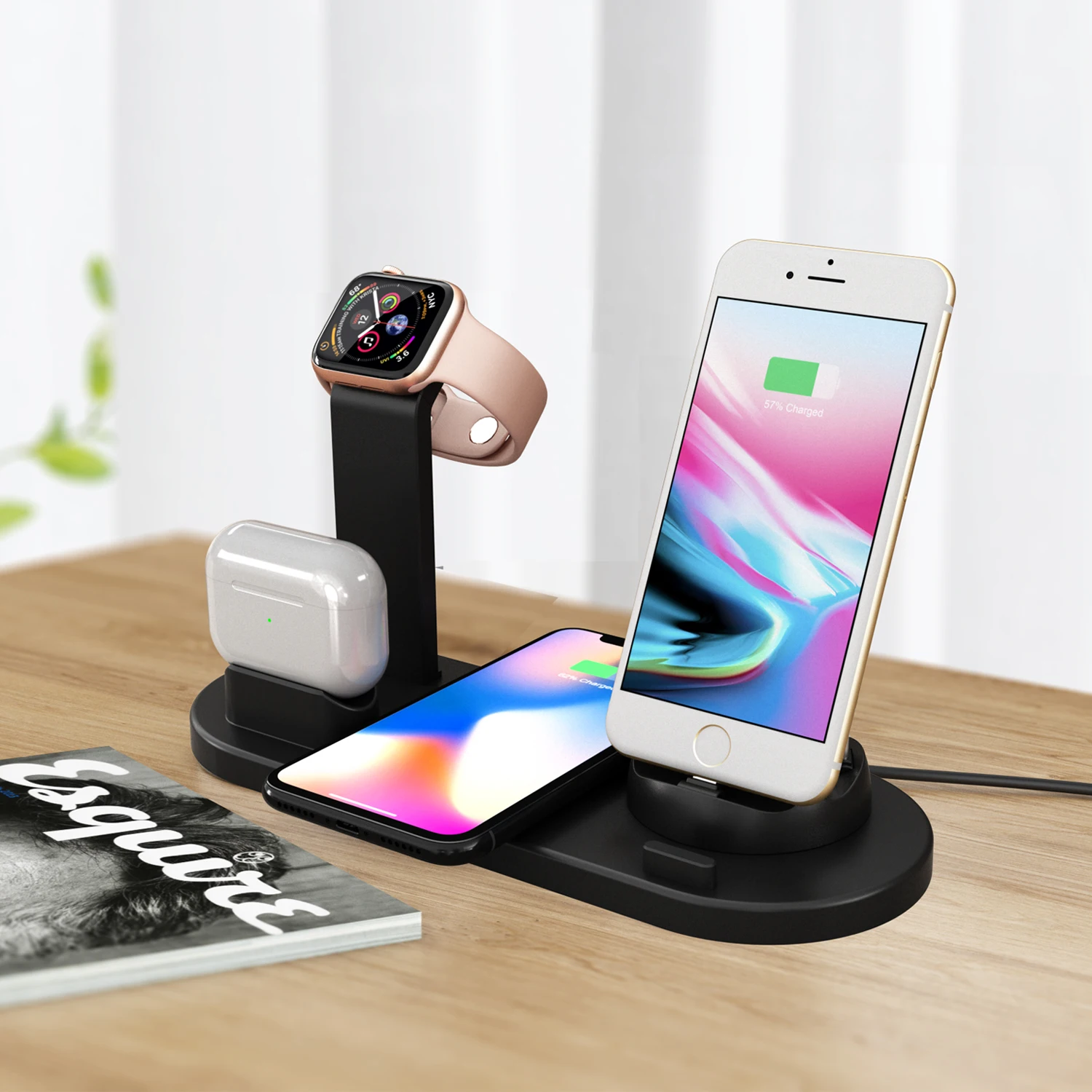 Беспроводная зарядка для айфона. Wireless Charging Stand 3 in 1. Apple Wireless Charger. Беспроводная зарядка АПЛ. Беспроводная зарядная станция fast charge для iphone, AIRPODS, Apple watch.