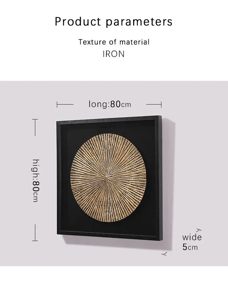 Luxury Gold Antique 3d Wall Art Decor Square Metal Wall Art Decor