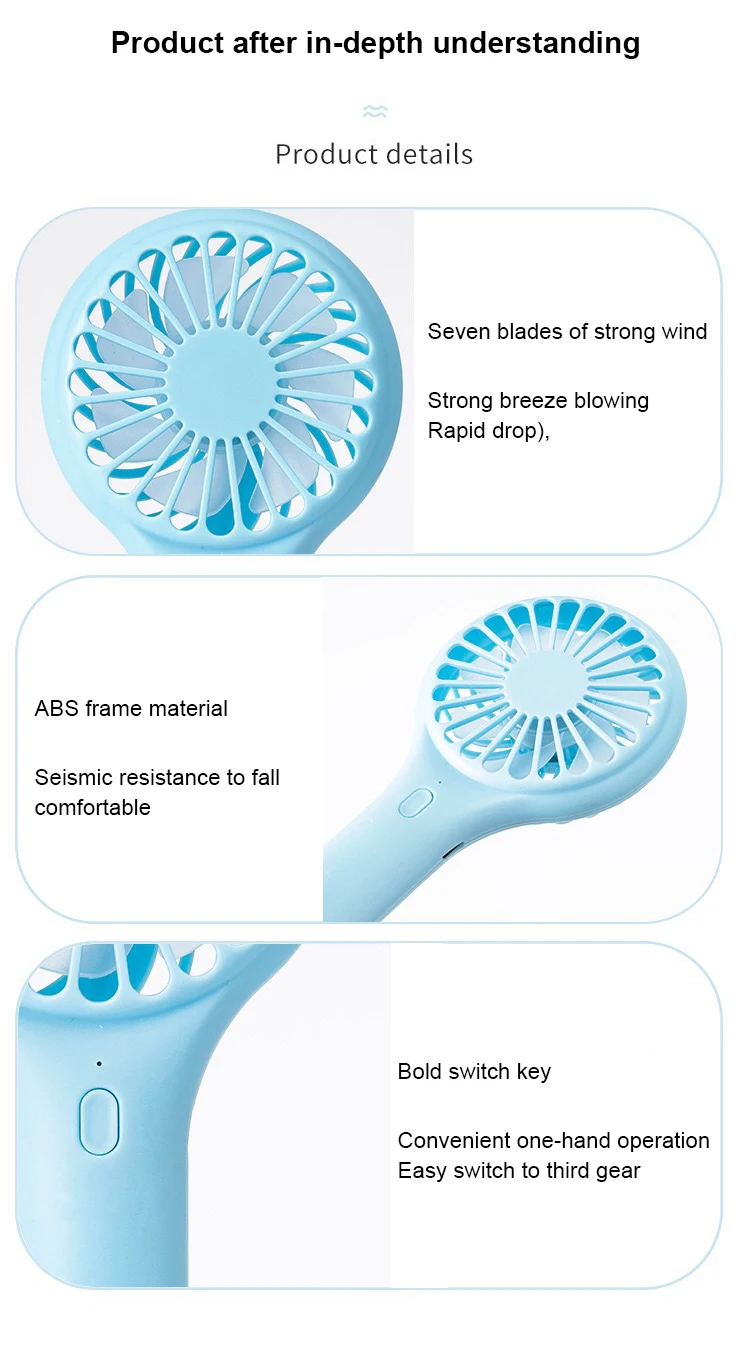 Mini Handheld Fan Battery Operated Small Personal Portable Fan Speed