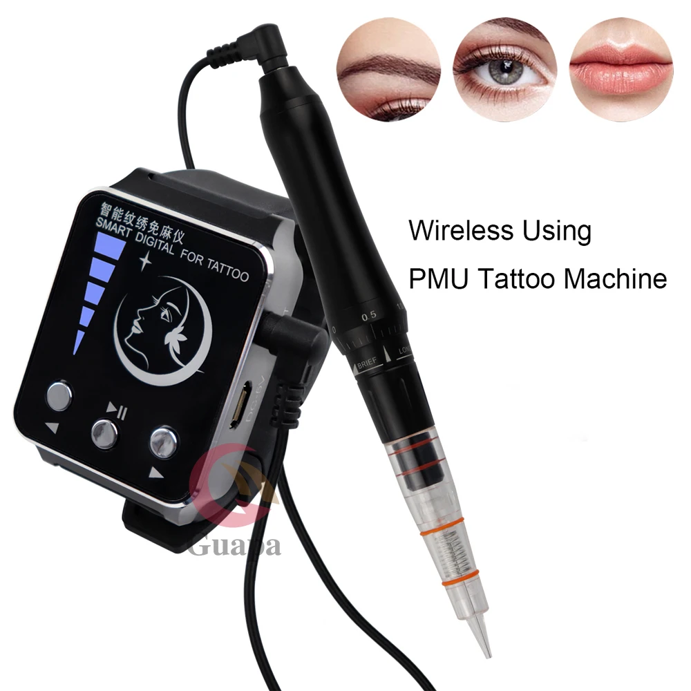 Wireless Watch Black Permanent Makeup Tattoo Machine With 5 Levels