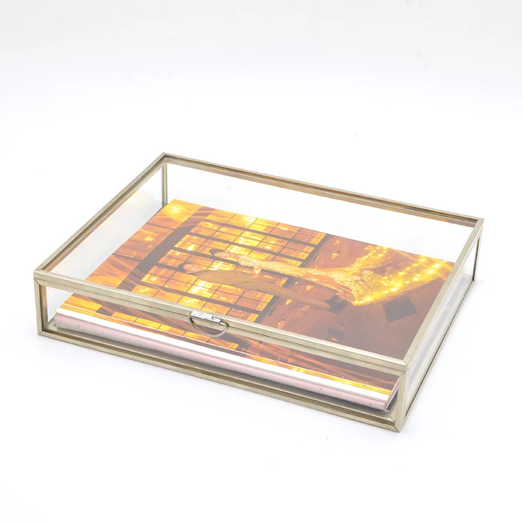 In Stock ! 9 Colors Brass And Silver Glass Box With Or Without