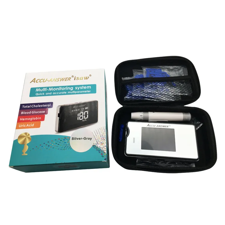 4 in 1 Glucose Meter Uric Acid Hemoglobin Cholesterol Tester Blood Sugar  Testing