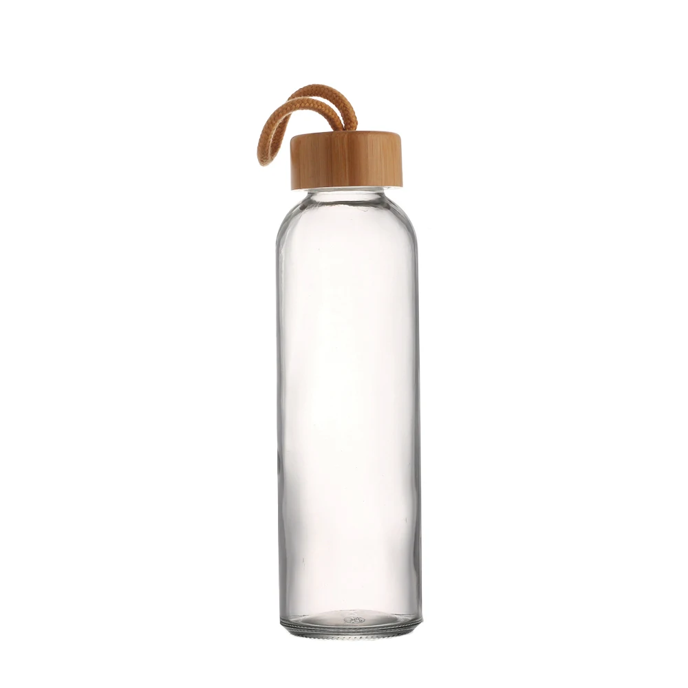 Custom Color Round Empty 500ml 500 Ml Glass Water Bottle With Bamboo ...