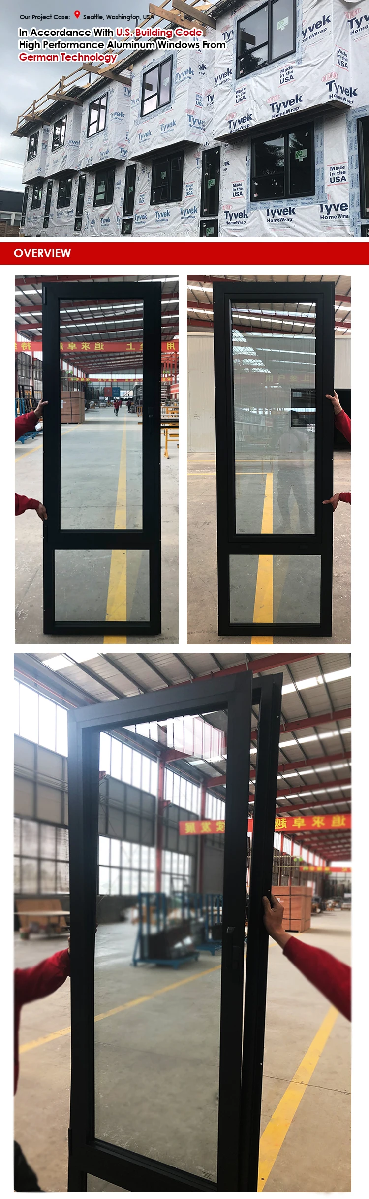 Germany Made black hardmare Wooden material wind proof tilt and turn aluminium window and doors