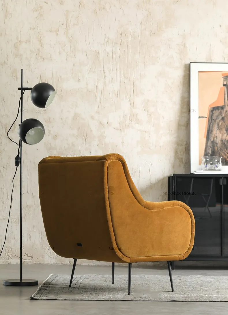 Light Luxury Simple Fashion Villa Living Room Lounge Chair Leather Art Fabric Single Sofa