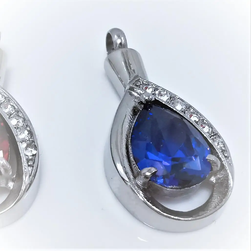 Memorial Necklace For Ashes - Water Drop Stainless Steel Cremation Pendant With Gold Plating - View #6