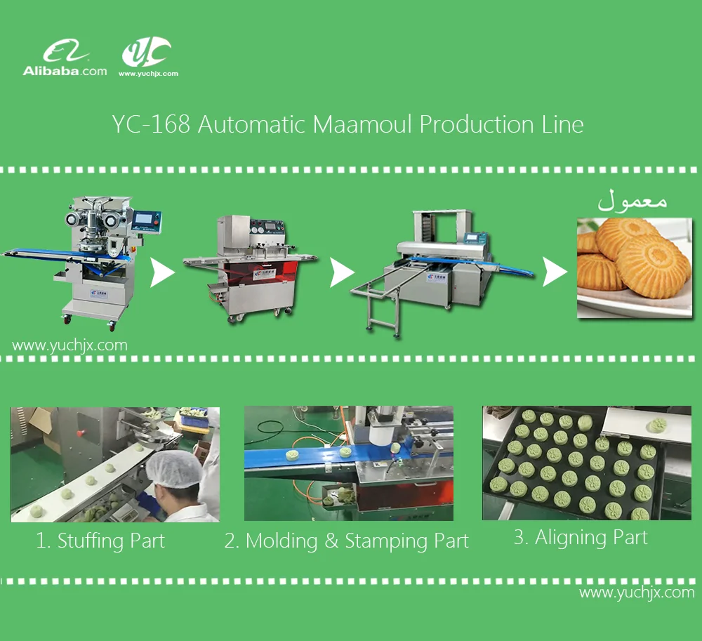 Automatic Mooncake Maamoul Production Line Stamping Moon Cake Processing Machine