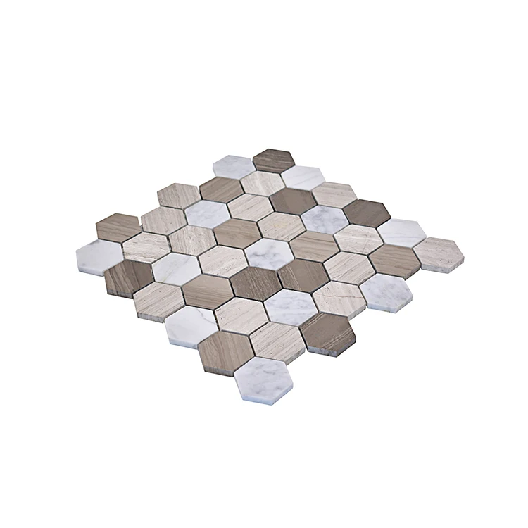 Moonight Modern Design Carrara White Thassos Hexagon Marble Mosaic Tile  for Backsplash and Wall