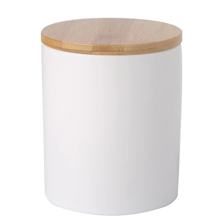 White Color Wooden Lid Candle Holder Vessels Container Empty Cheap ...