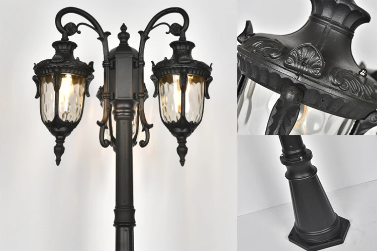2m 3m height antique cast aluminum led garden post with lamp on top garden light