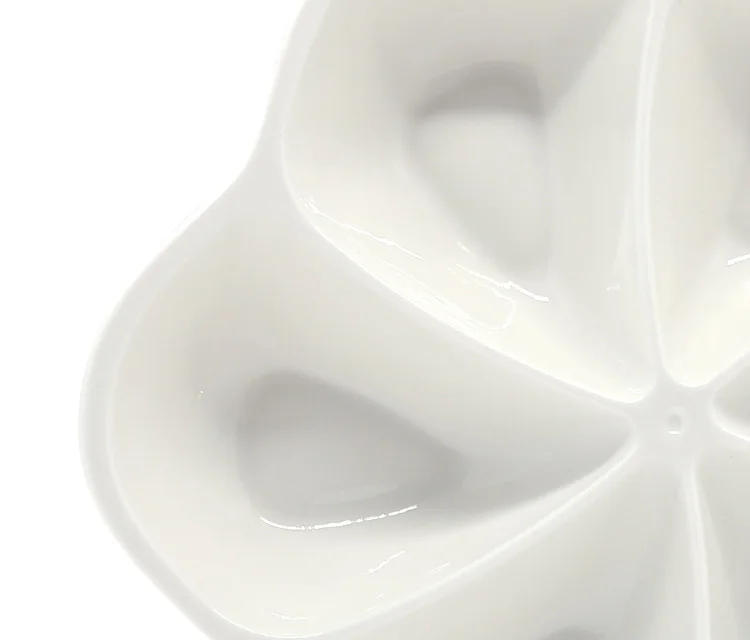 Fine dining restaurant porcelain dishes ceramic white 6 compartment dinner plates set for buffet