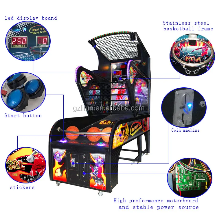 Hotsale Indoor Electronic Coin Operated Skill Shooting Crazy Hoop