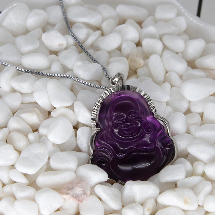 xunbei最新流行款式时尚首饰紫色水晶佛吊坠项链