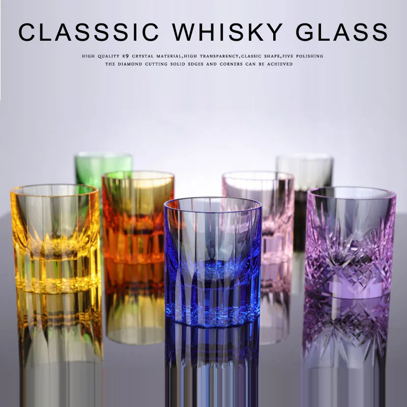 product old fashioned crystal whisky glasses luxury  crystal colorful lead free glass whisky glasses with thick bottom-30