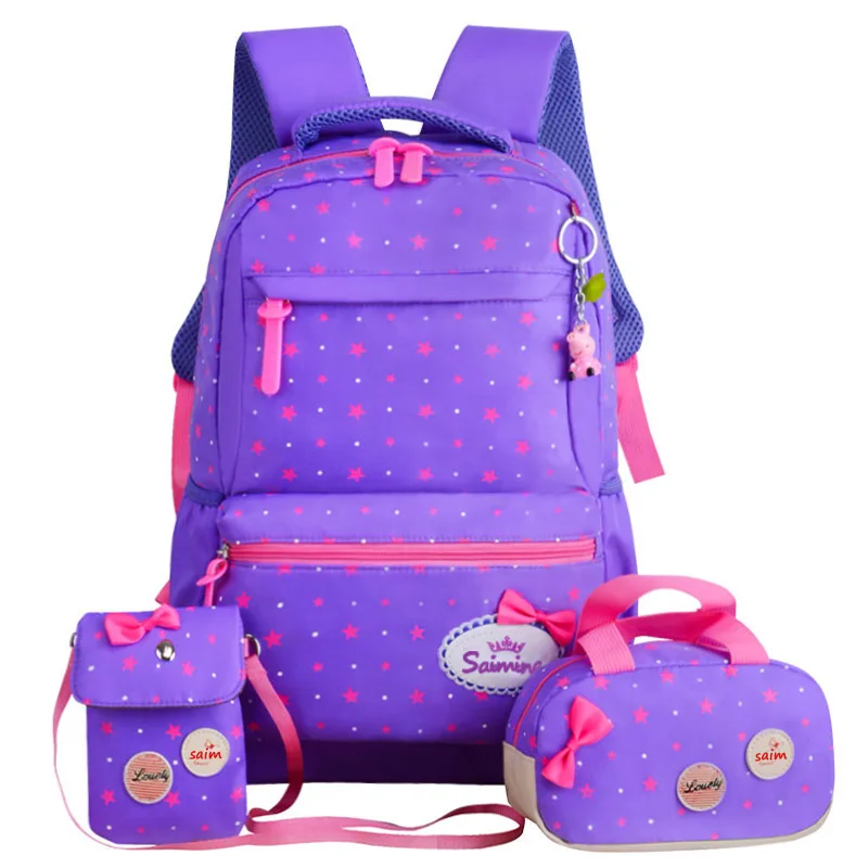 Hot 3 pcs set fashion lightweight student backpacks school bags for girls
