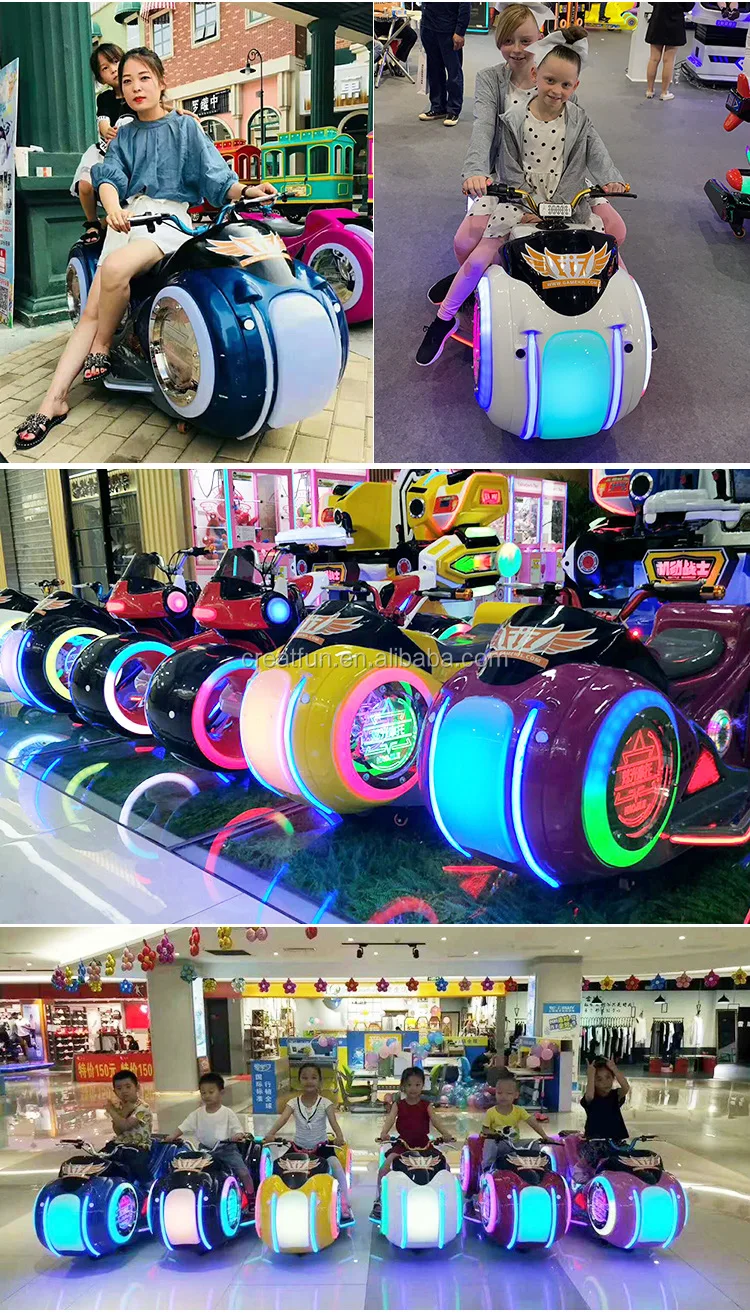 Battery operated amusement park equipment kids rides motorcycle led colorful light motorbike for kids