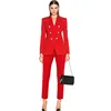 A3200 New Arrivals Winter Autumn Women Two Pieces Set Red Apricot Color Pant Women Suit Set INS Hot Sell