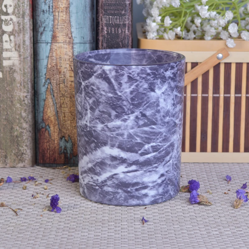 Wholesales Dark Marble Glass Candle Holders Home Decoration