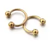 gold CBR captive bead ring earrings lip rings with two balls in the top hot and beautiful body piercing jewelry