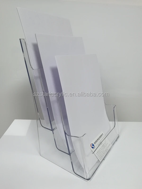 3 Tier Plastic Brochure Holder A4 Clear Acrylic Pamphlet Display Stand Clear Acrylic Brochure 4554