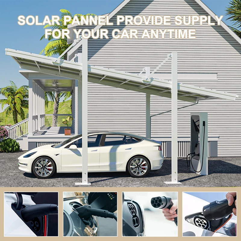 Green Parking Ground Mount Solar Panel Carport System Solar Roof ...