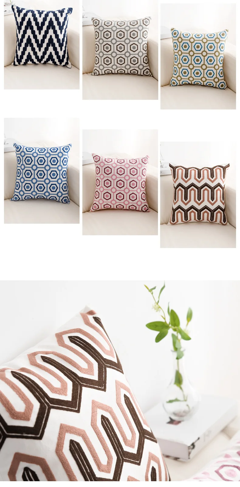 Canvas Fabric Embroidery Wholesale American Style Geometric All Cotton